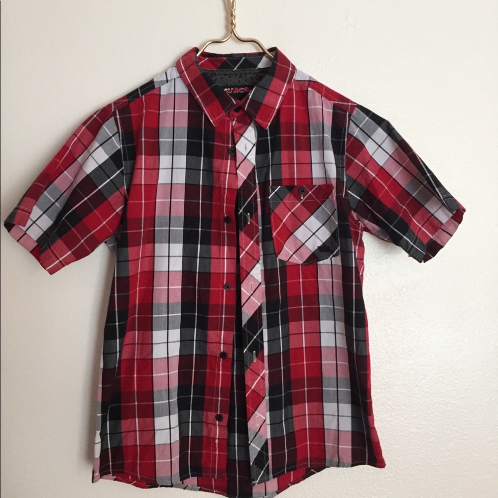 Hawk Boys Plaid Button Up Shirt L (12/14)